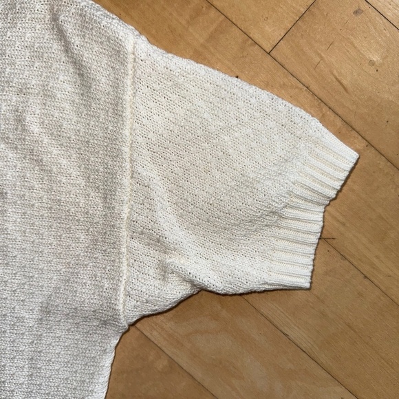 Frame Cream Tight Crochet Knit Lace Up Short Sleeve , XS. GD873 - Picture 5 of 6